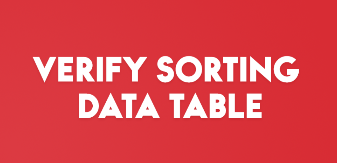 VERIFY SORTING DATA TABLE